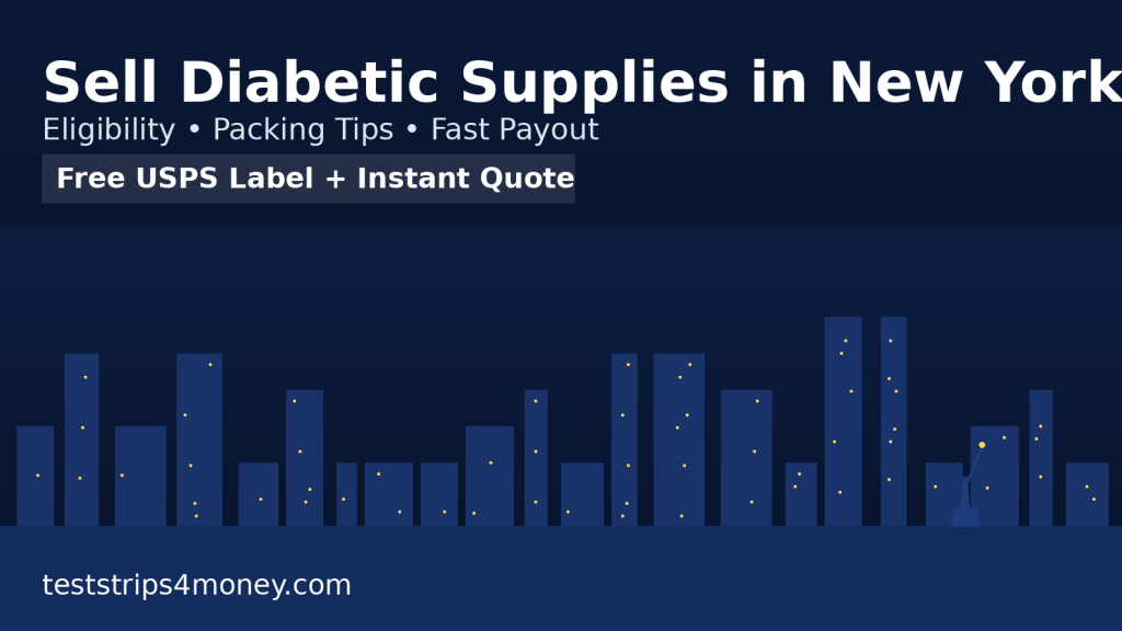 New York skyline graphic with headline ‘Sell Diabetic Supplies in New York"